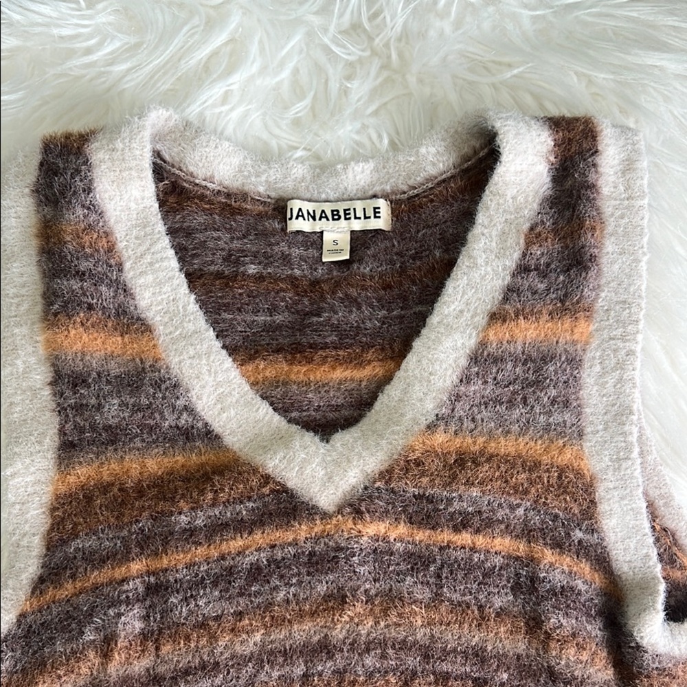 Women's Striped Brown Sweater Vest